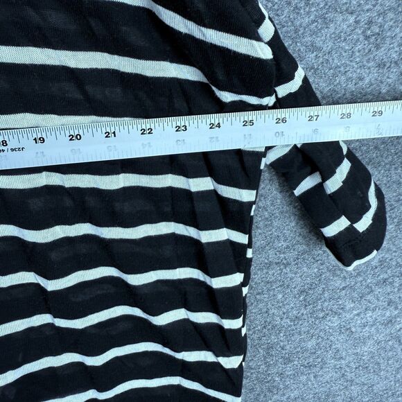 Ellen Tracy T-Shirt Women XL Black Striped 3/4 Sleeve Round Neck Rayon Casual - Picture 5 of 7